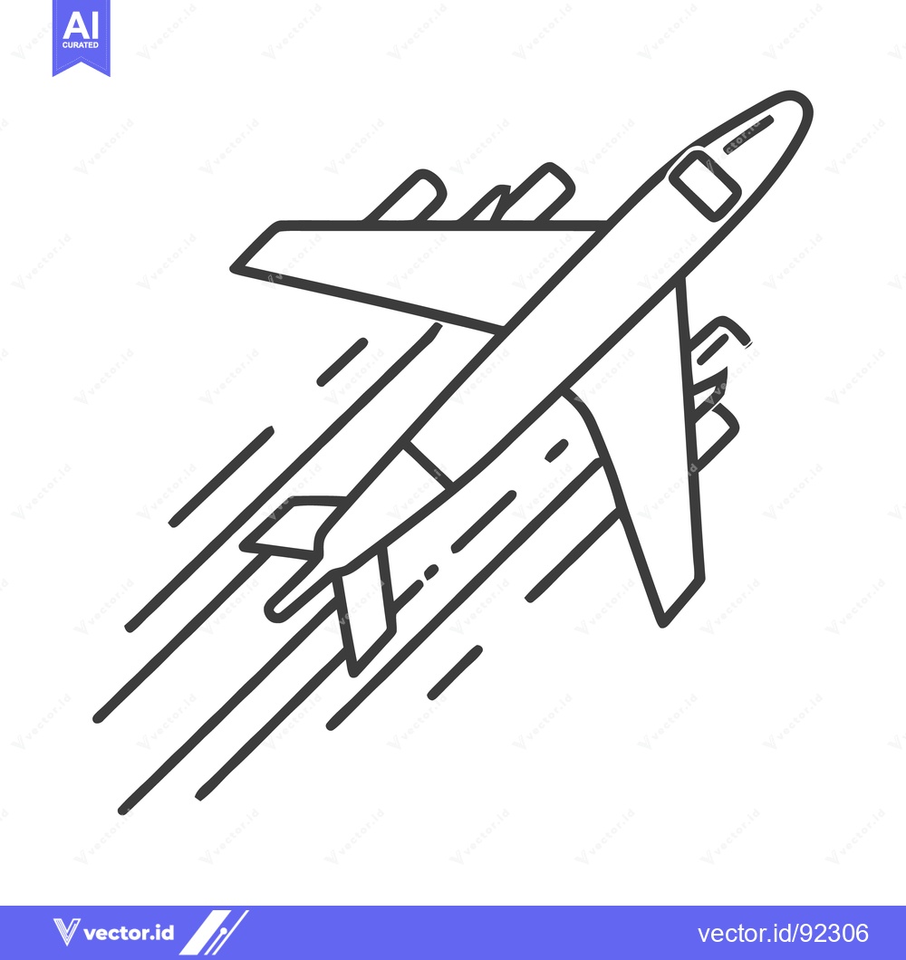 Premium Vector dari Sleek Airplane Icon Ascending with Motion Lines, Minimalist Design