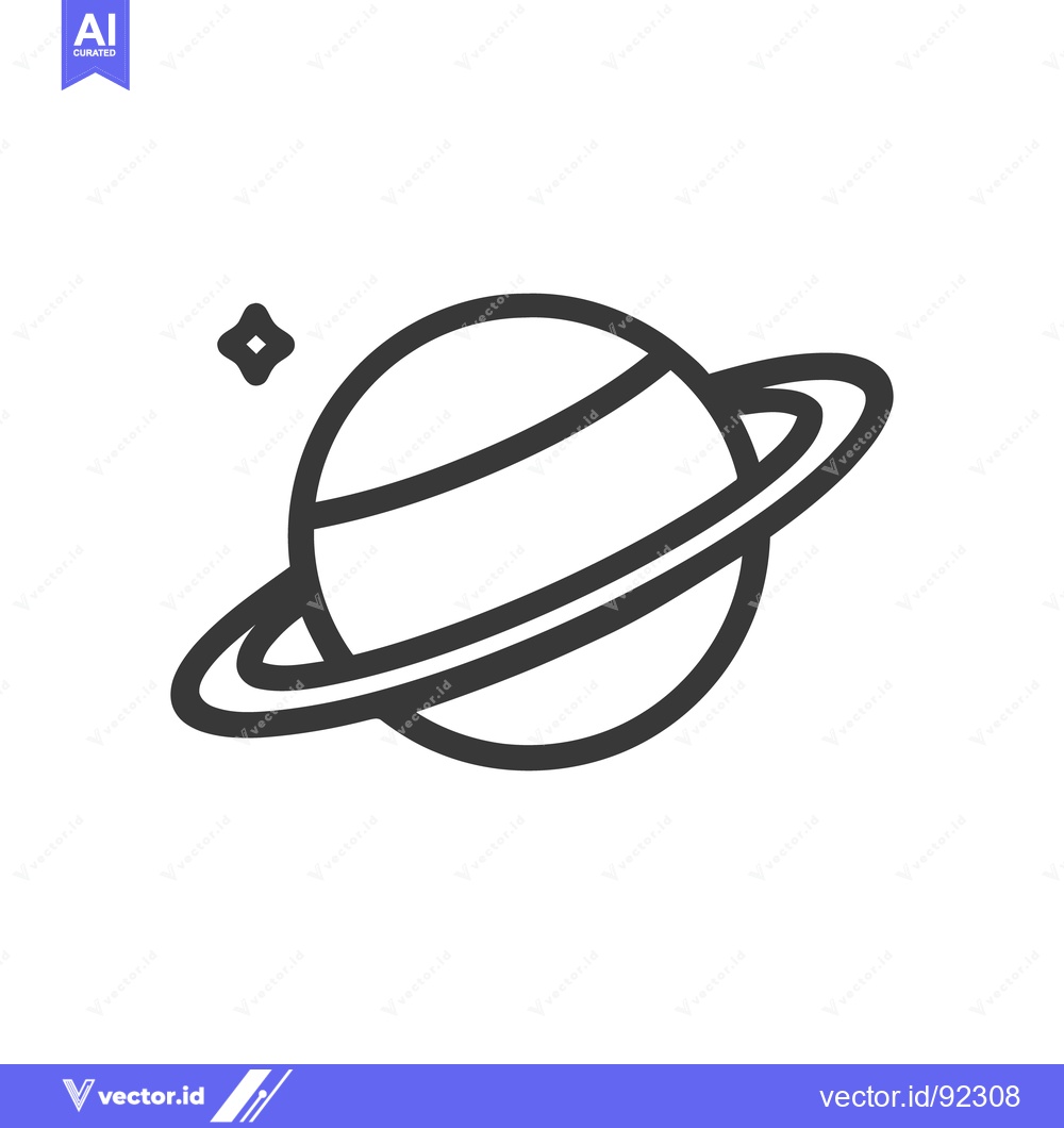 Premium Vector dari Minimalist Planet Icon with Ring and Star on White Background