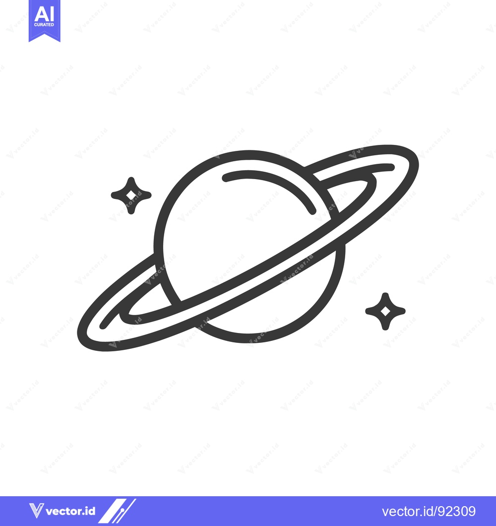 Premium Vector dari Minimalist Planet Icon with Rings and Stars on White Background