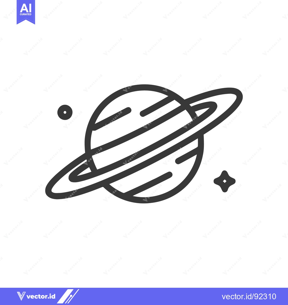 Premium Vector dari Minimalist Planet Icon with Rings and Stars on White Background