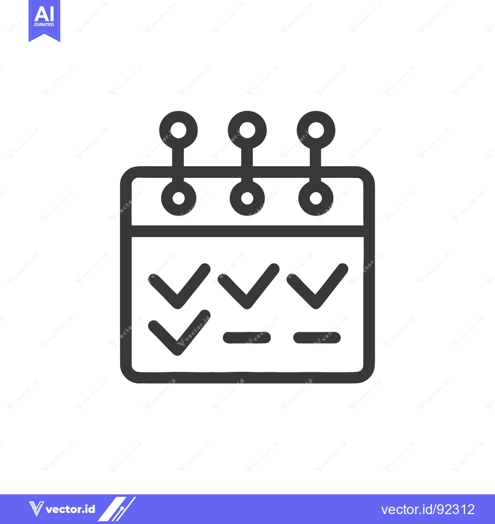 Premium Vector dari Completed Tasks: Calendar Icon with Checkmarks and Dashes for Planning