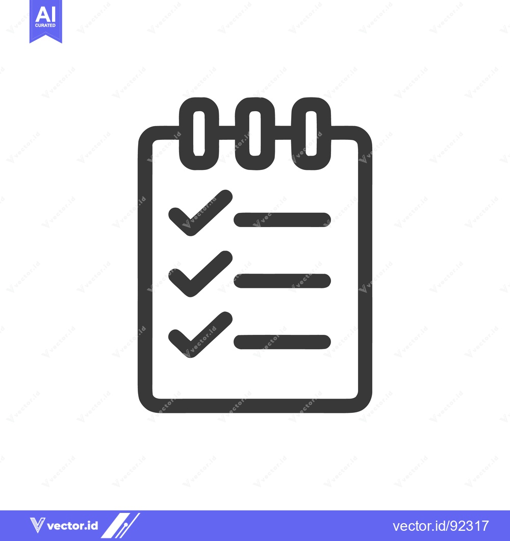 Premium Vector of Minimalist Checklist Icon with Checkmarks and Lines on White Backgroun