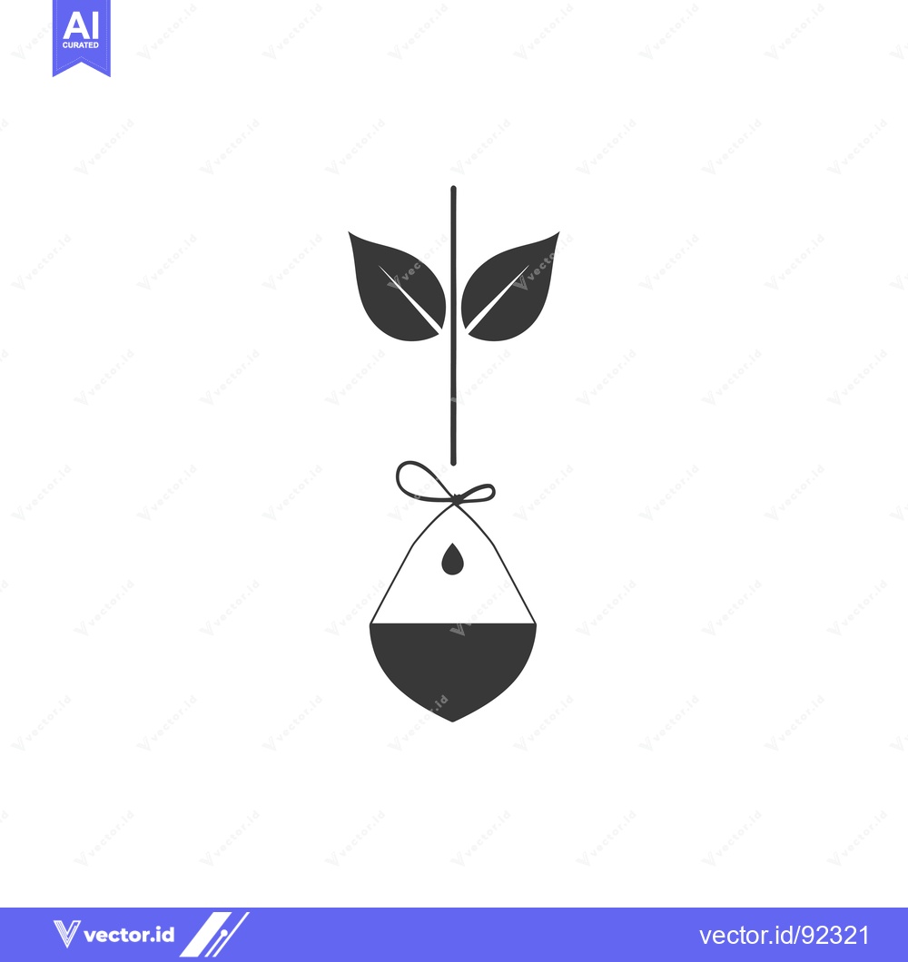 Premium Vector of Plant with a Drop of Liquid Hanging from Its Stem