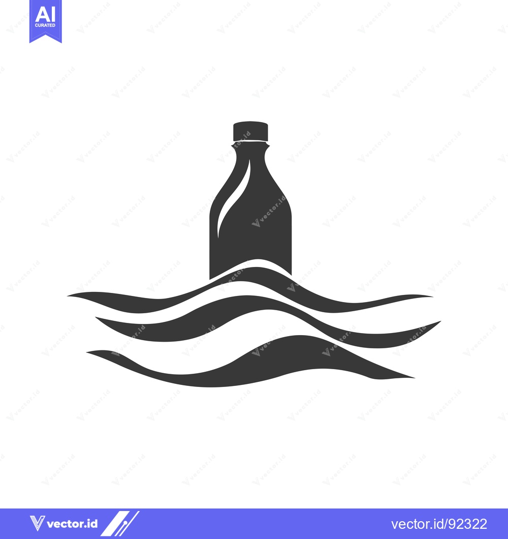 Premium Vector dari Plastic Bottle Floating in Waves