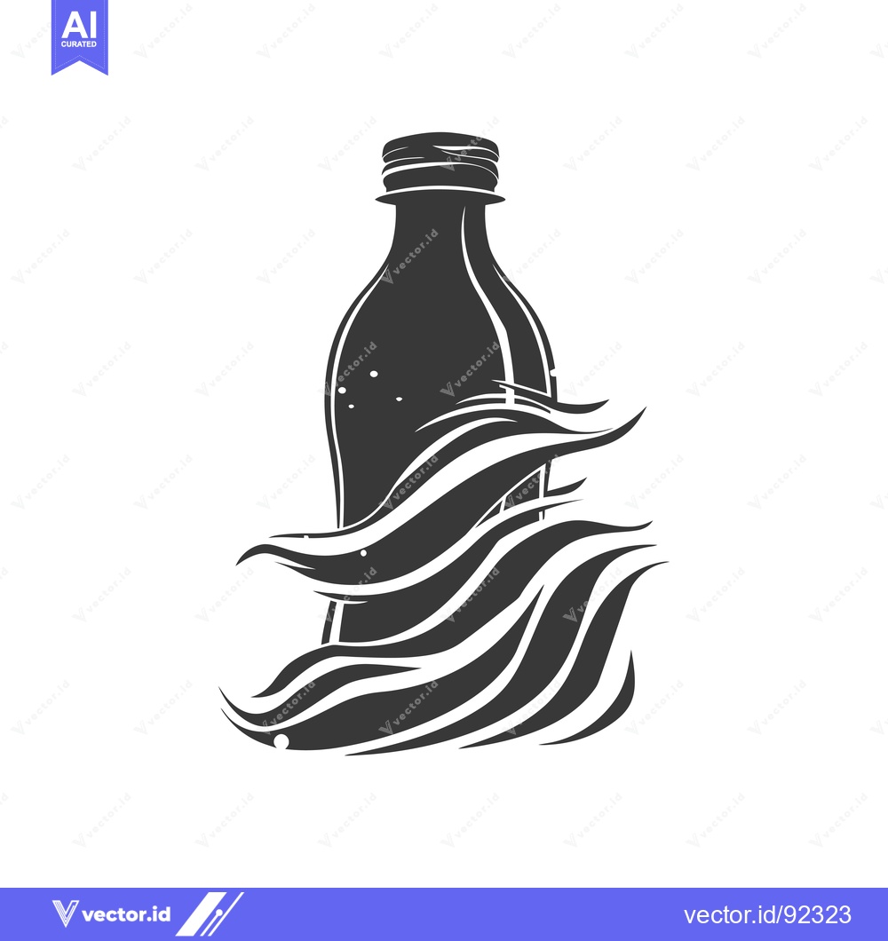 Premium Vector of Plastic Bottle Swept Away by Waves