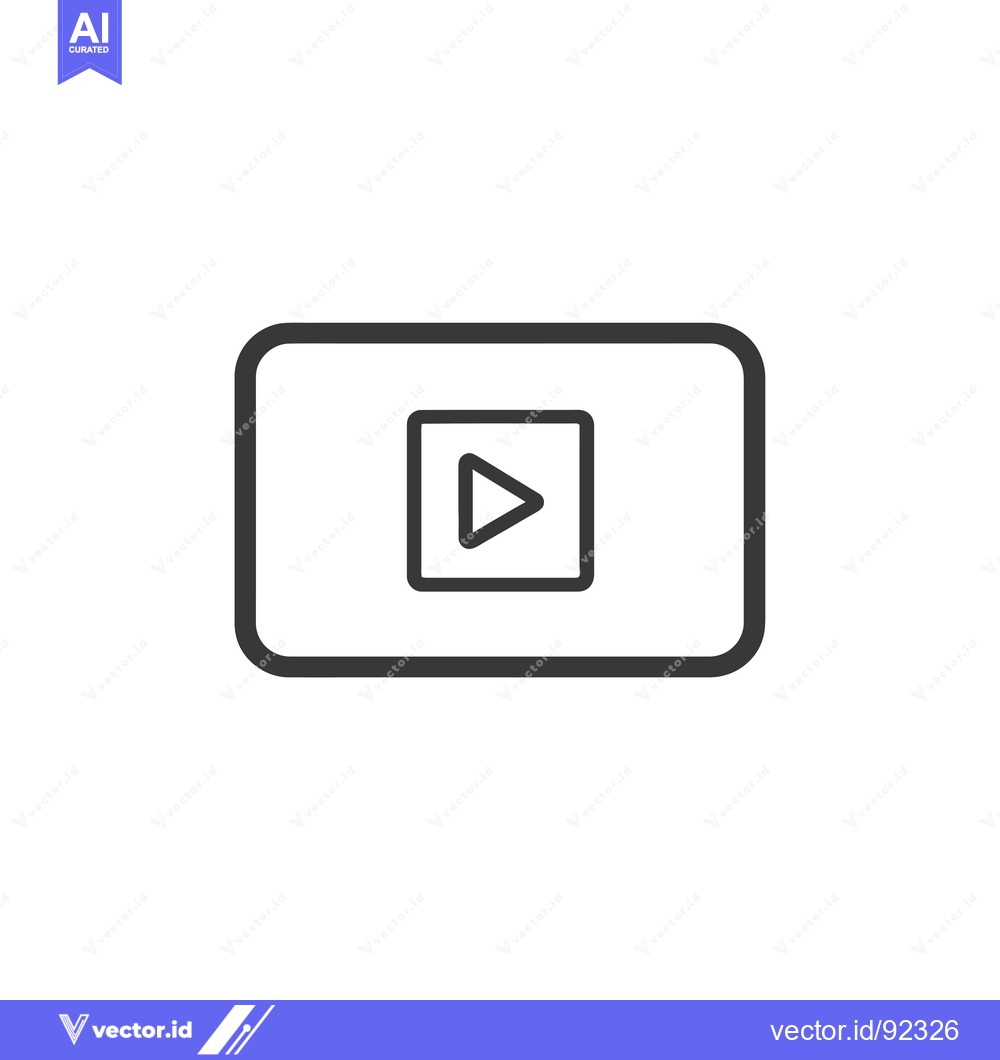 Premium Vector of Play Button Icon Within a Rectangle