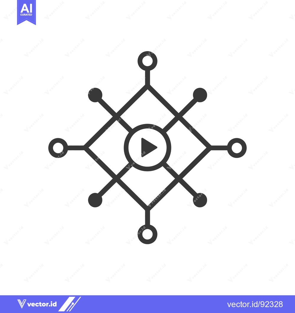 Premium Vector dari Play button icon with network connections