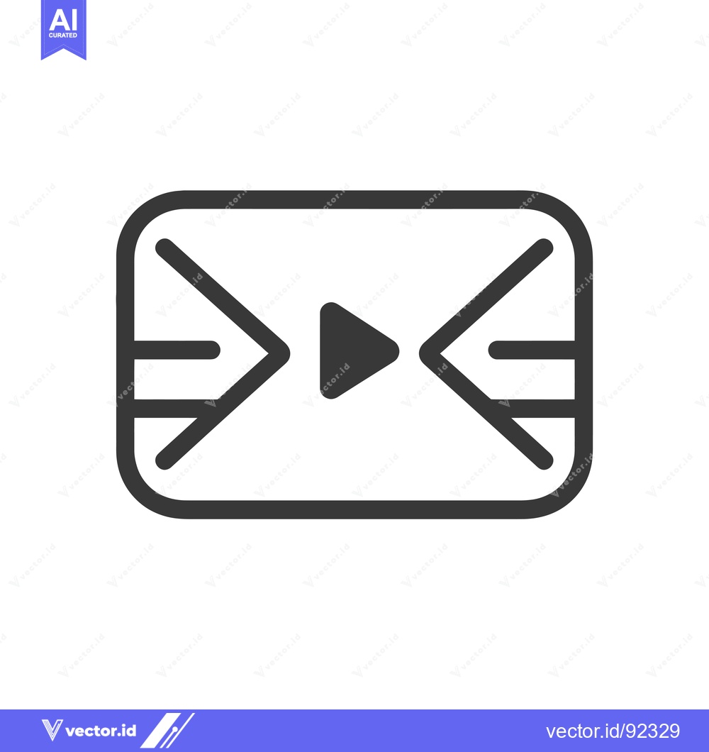Premium Vector dari Play Button Inside a Rectangular Frame with Arrows