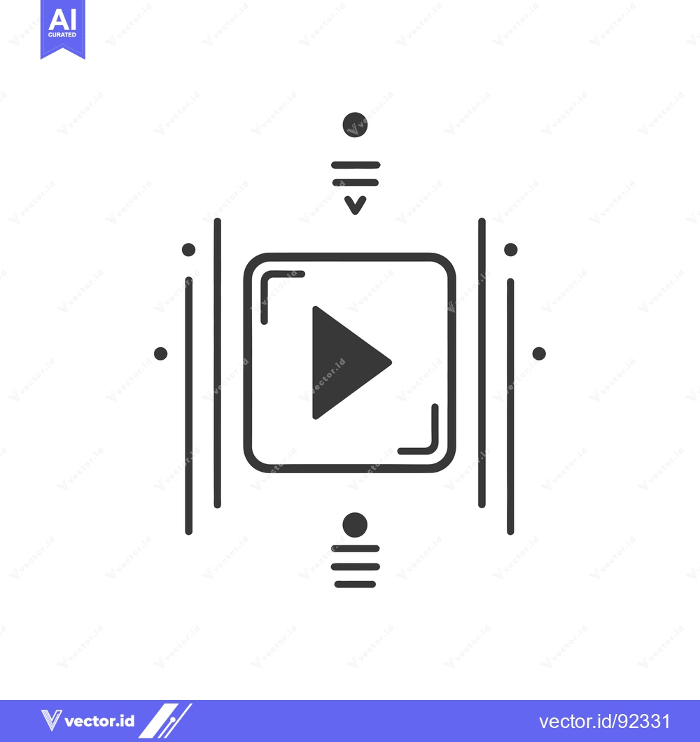 Premium Vector dari Play button inside a square with lines and dots surrounding it