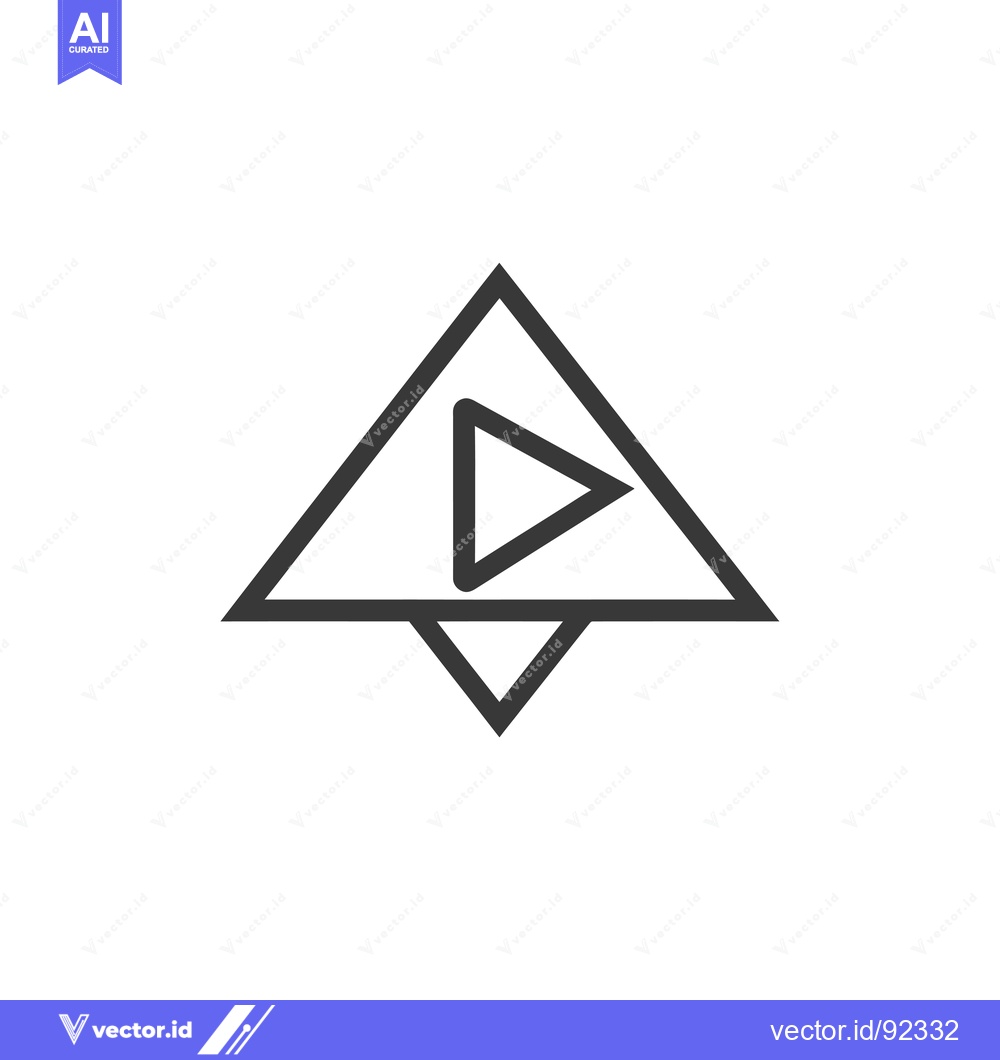 Premium Vector dari Play button inside a triangle with a pointy bottom
