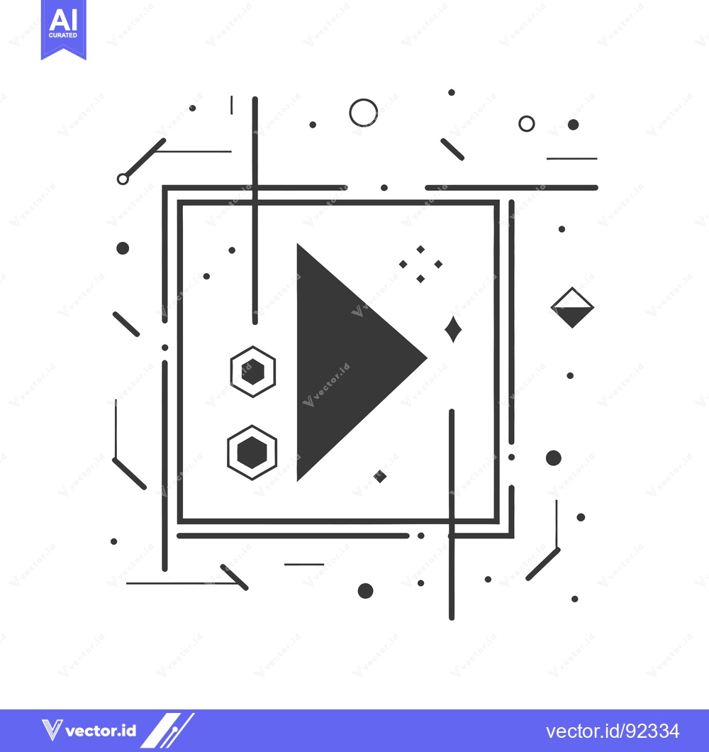 Premium Vector dari Play Button with Abstract Geometric Design