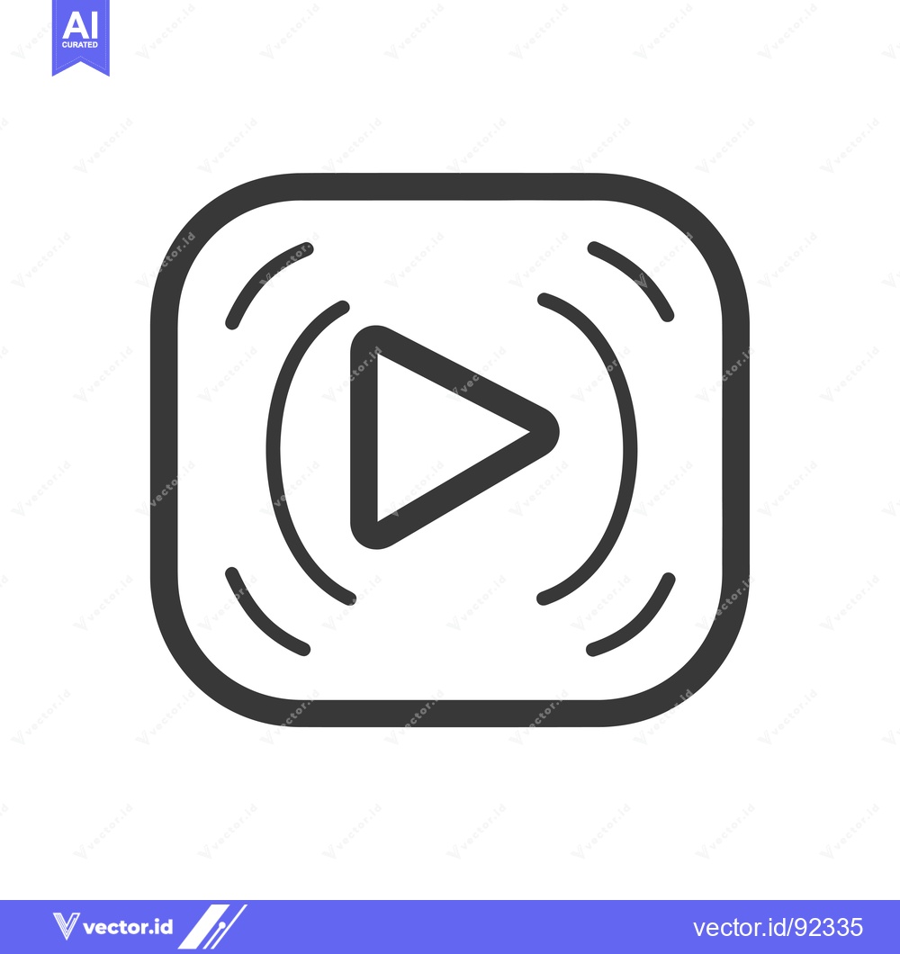 Premium Vector dari Play Button with Concentric Circles in a Square