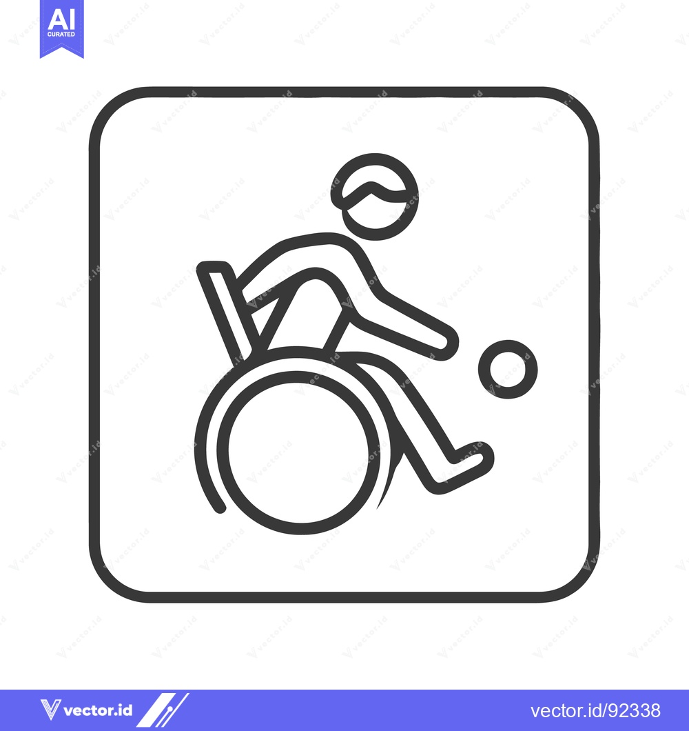 Premium Vector dari Boccia Sport Icon: Wheelchair User Playing Ball Game in Outline Style