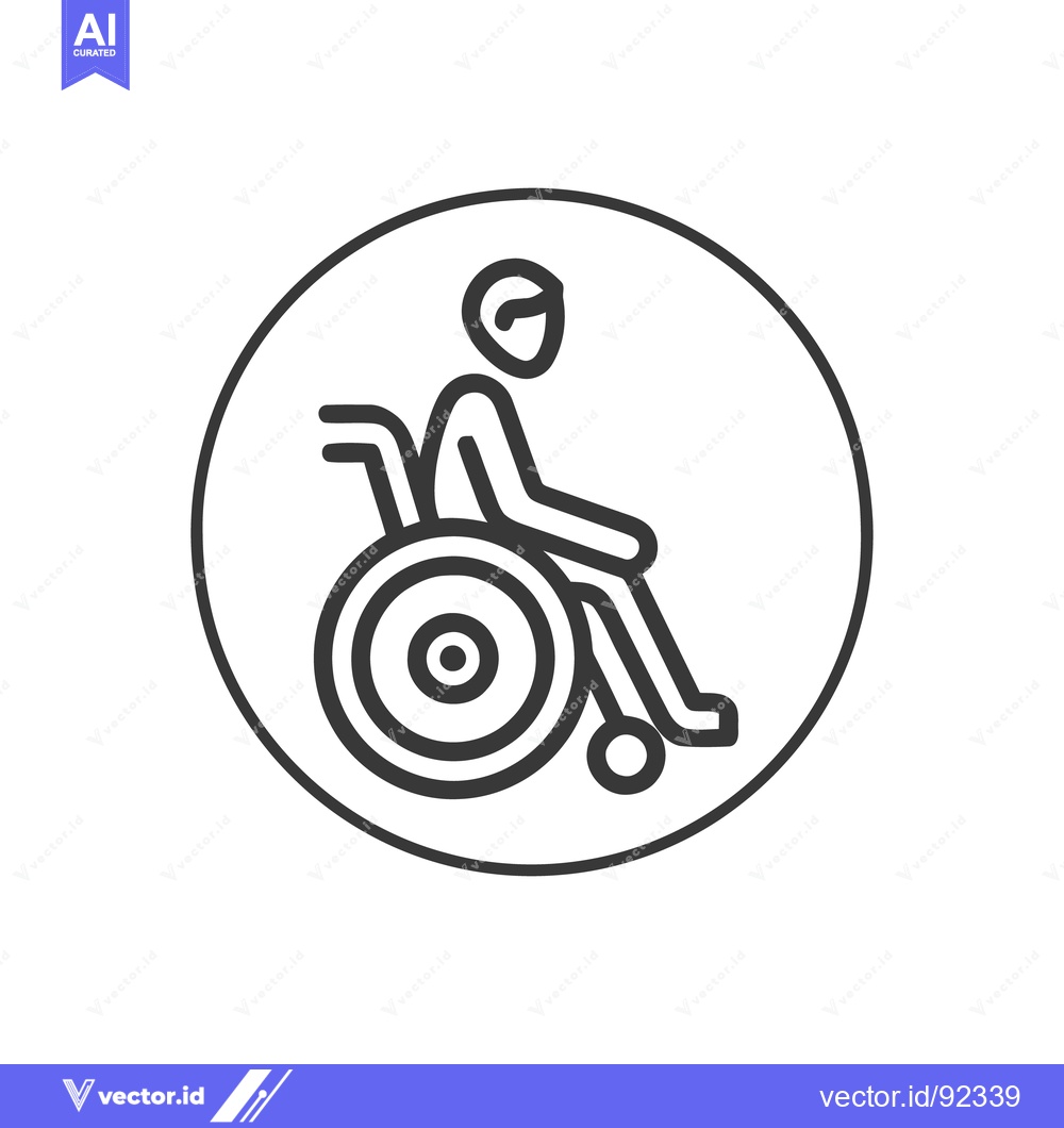Premium Vector of Minimalist Wheelchair Icon: Accessibility Symbol in Circular Frame, Bl