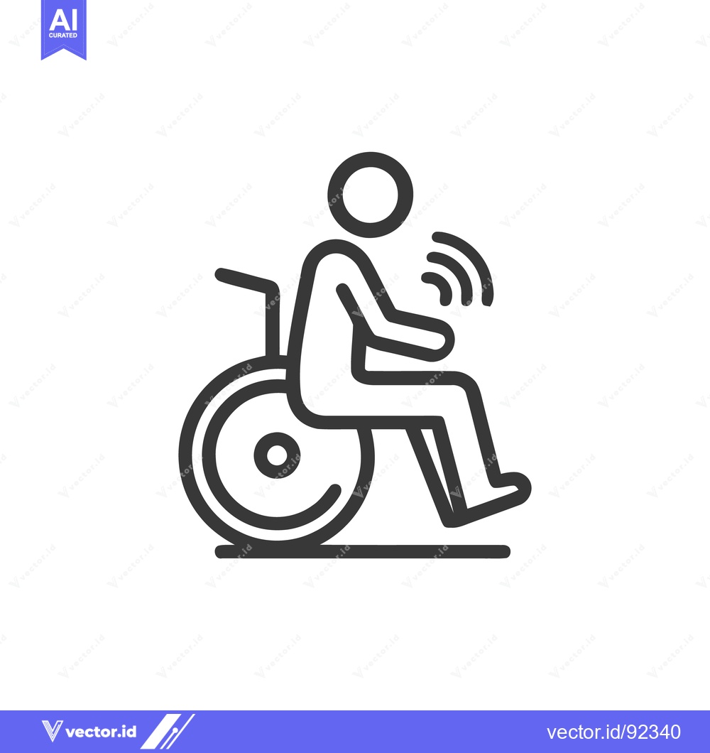 Premium Vector of Wheelchair User with Assistive Technology: Minimalist Line Icon Design