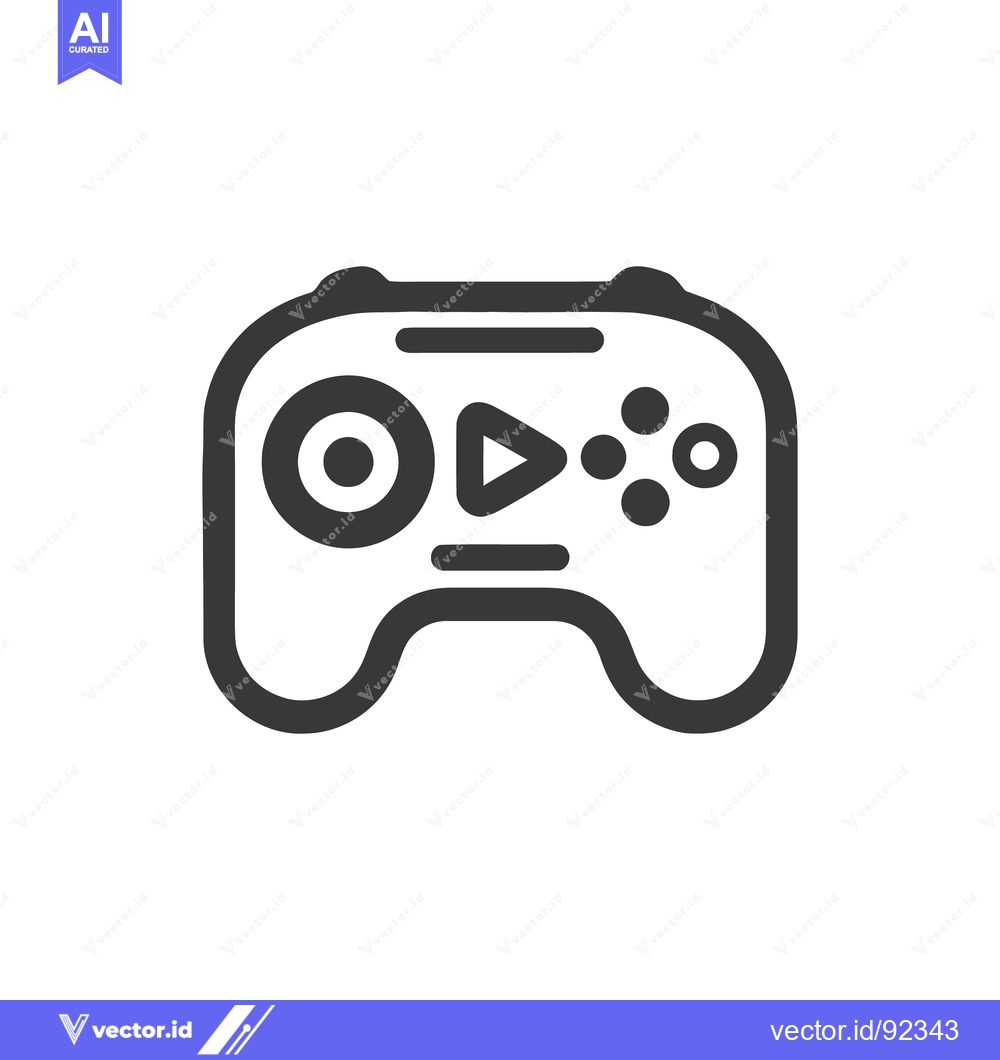 Premium Vector dari Minimalist Game Controller Icon with Play Button and Circular Controls
