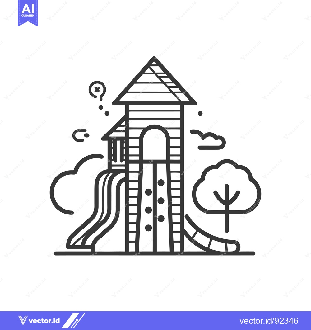 Premium Vector dari Playground Tower with Slide and Climbing Wall