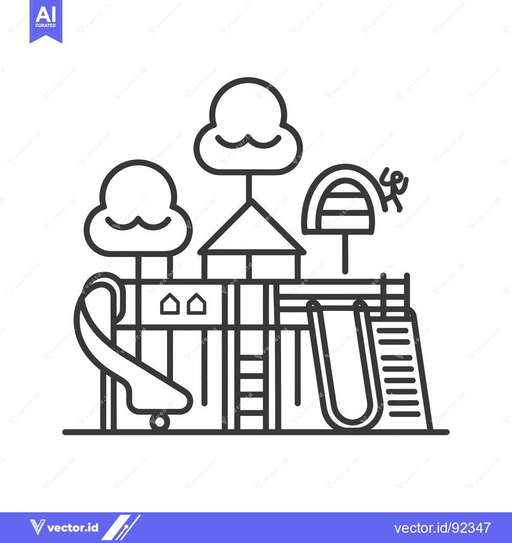 Premium Vector dari Playground with a Slide, Climbing Wall, and Tower