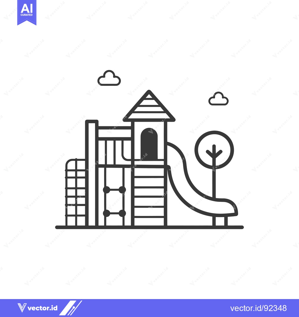 Premium Vector dari Playground with a Slide, Tower, and Climbing Wall
