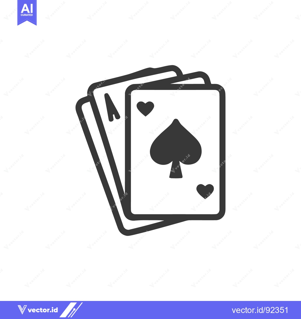 Premium Vector dari Minimalist Playing Cards Icon: Ace, Heart, Spade in Stacked Arrangemen