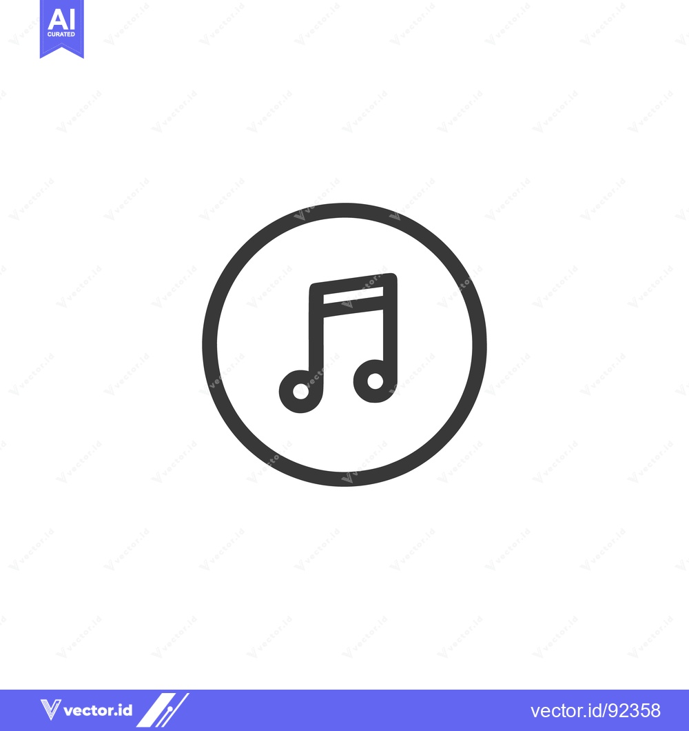 Premium Vector of Minimalist Music Note Icon in Circle, Dark Gray on White Background