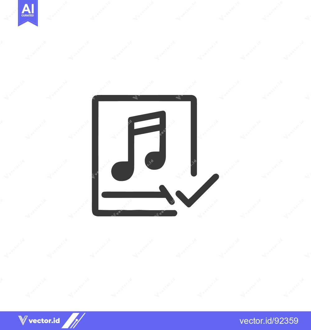 Premium Vector of Music Track Approved: Minimalist Icon with Checkmark Symbol