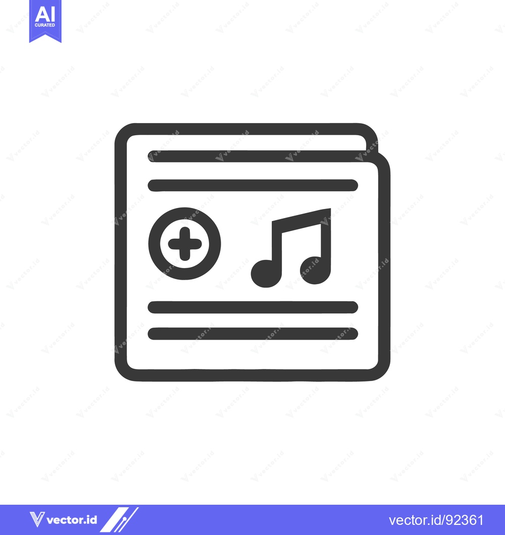 Premium Vector dari Add Music Playlist Icon: New Audio Tracks, Black and White