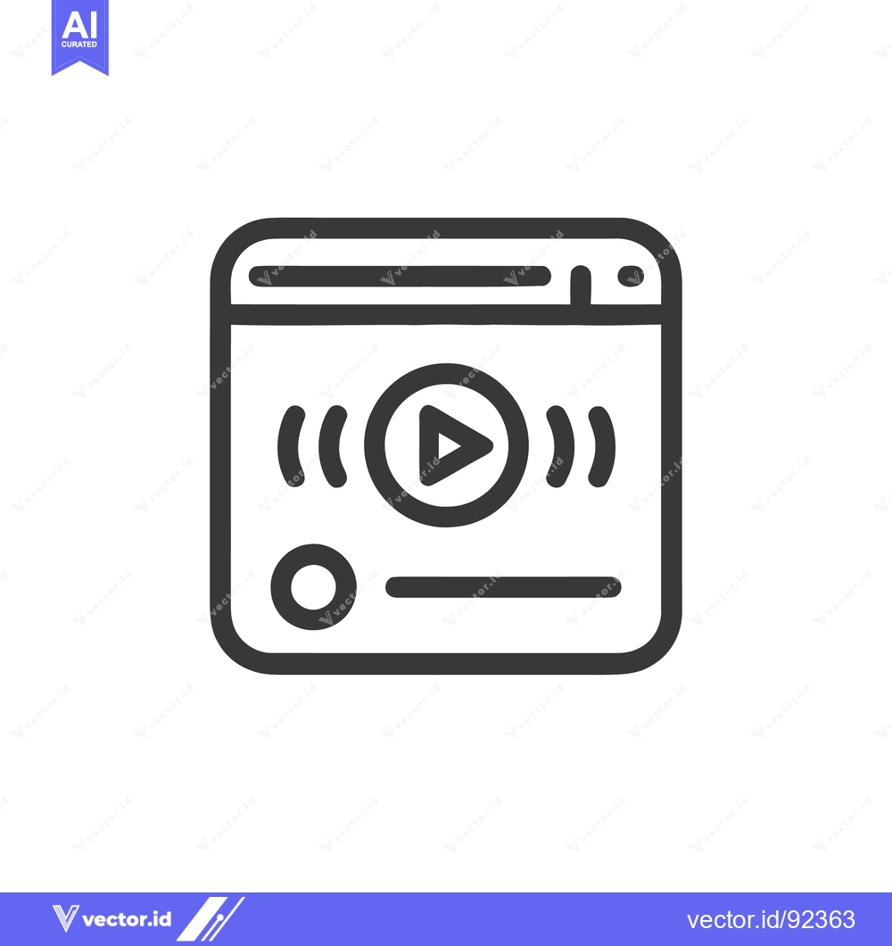 Premium Vector dari Minimalist Video Player Icon with Sound Waves and Play Button