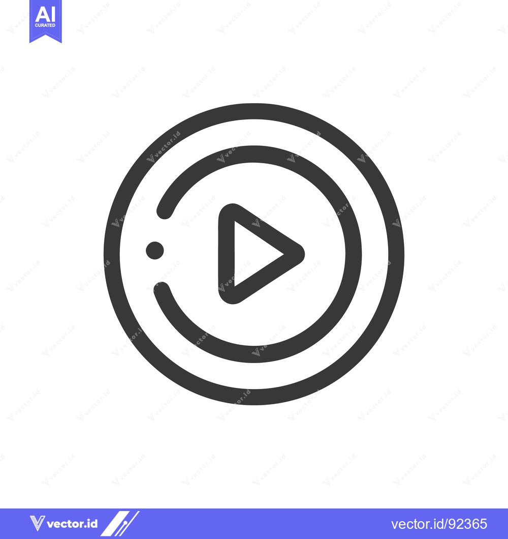 Premium Vector of Minimalist Play Button Icon with Dot Indicator, Dark Gray on White Bac