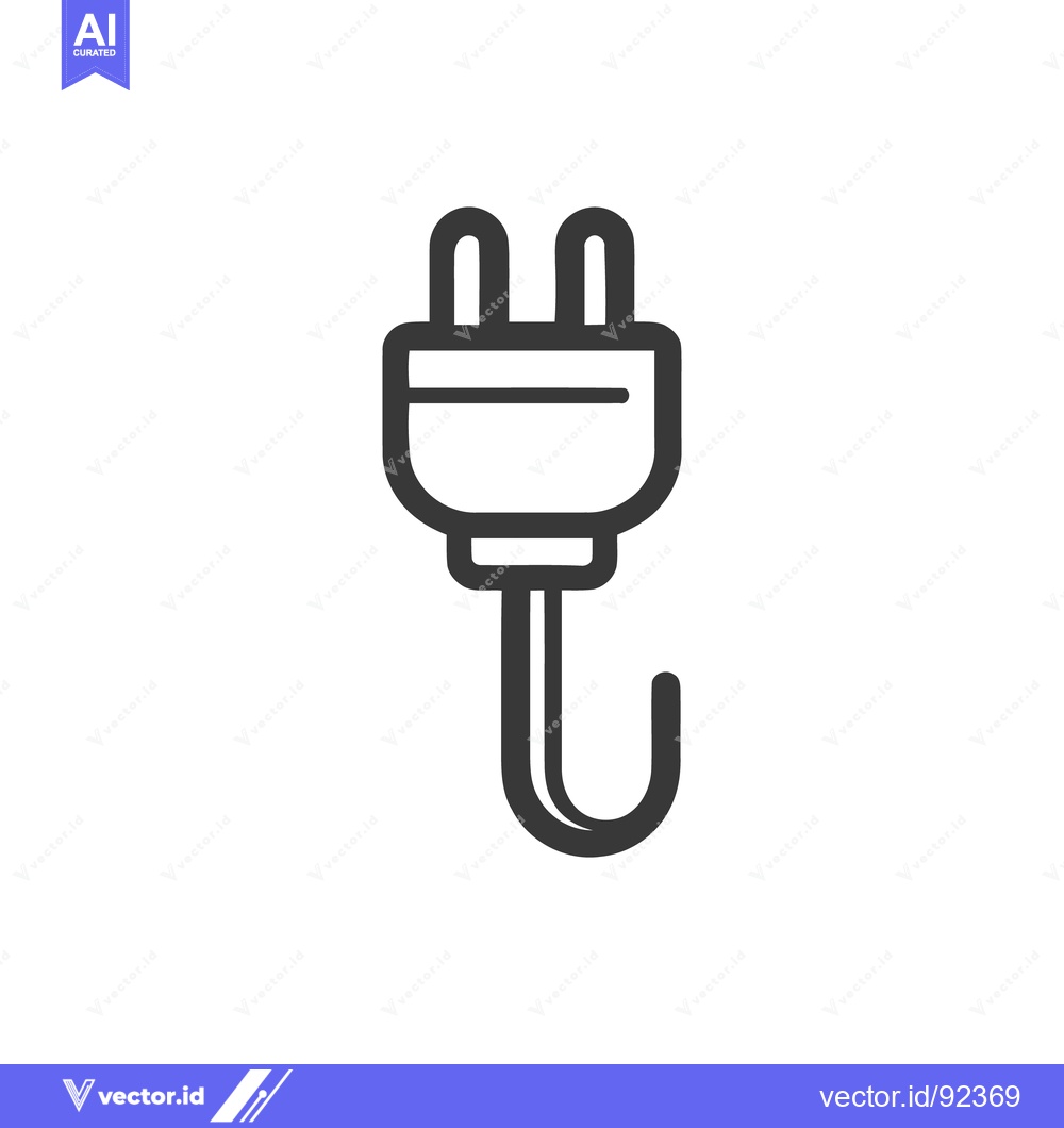 Premium Vector of Minimalist Electrical Plug Icon: Clean Line Art on White Background