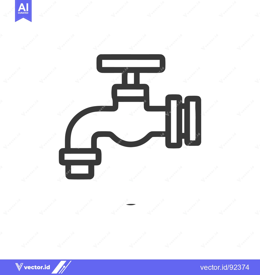 Premium Vector dari Minimalist Faucet Icon: Bold Outline on White Background