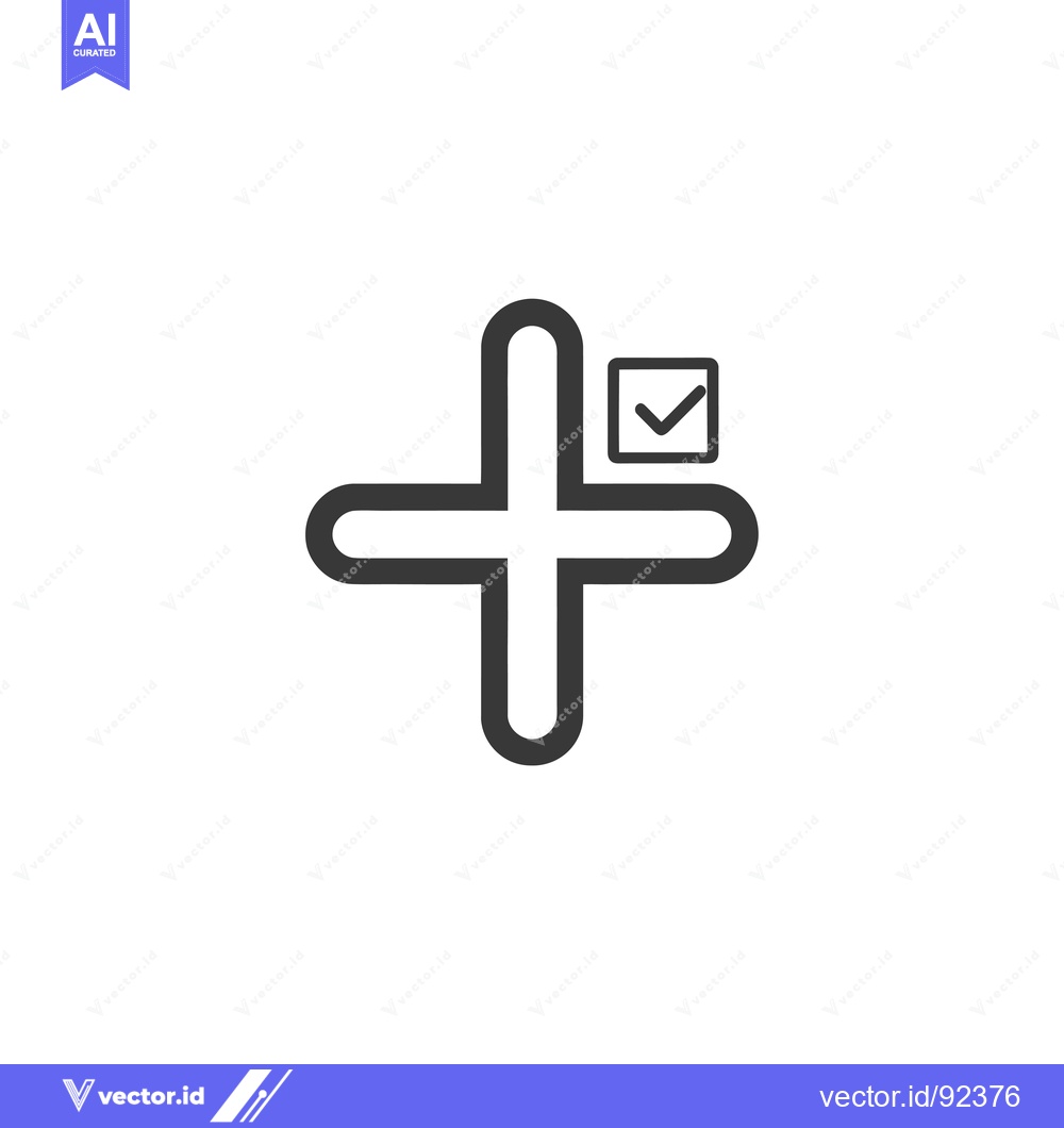 Premium Vector dari Plus Sign with Checkmark in Square