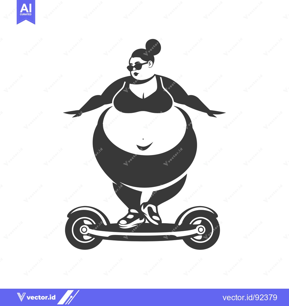 Premium Vector of Plus-Sized Woman Riding a Self-Balancing Scooter