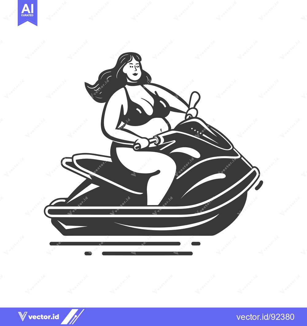 Premium Vector dari Plus-Size Woman Riding a Jet Ski