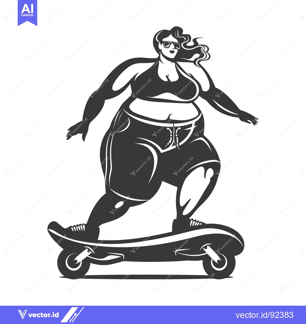 Premium Vector dari Plus-Size Woman Riding a Skateboard
