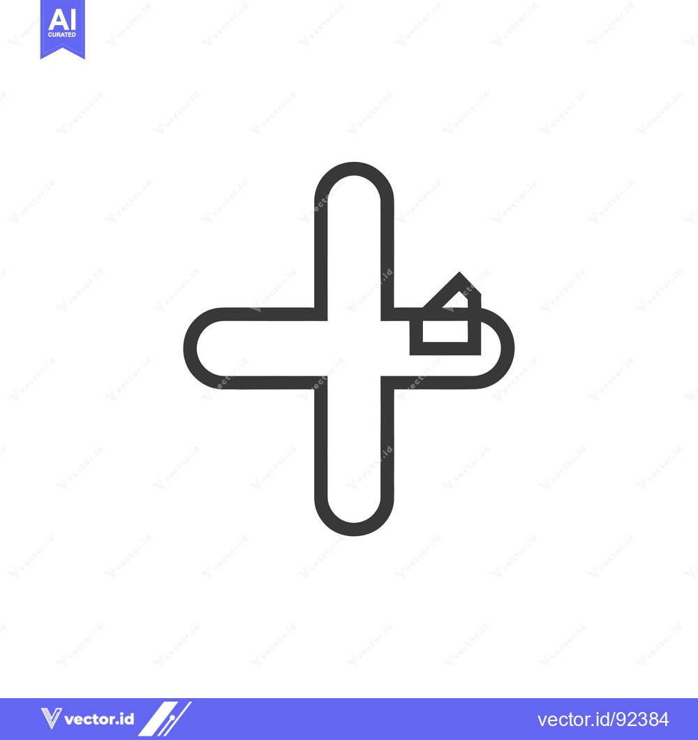 Premium Vector dari Plus Symbol with Small House Icon Inside