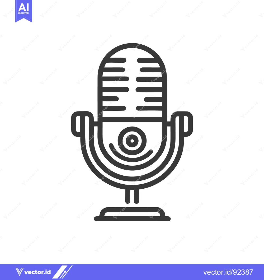 Premium Vector dari Retro Microphone Icon: Bold Line Art for Audio Recording