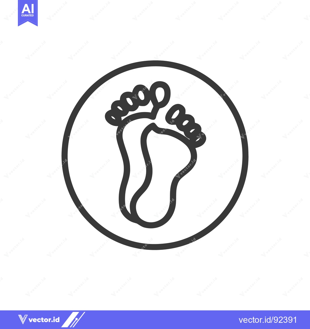 Premium Vector dari Minimalist Footprint Icon in Circle, Black Outline on White Background