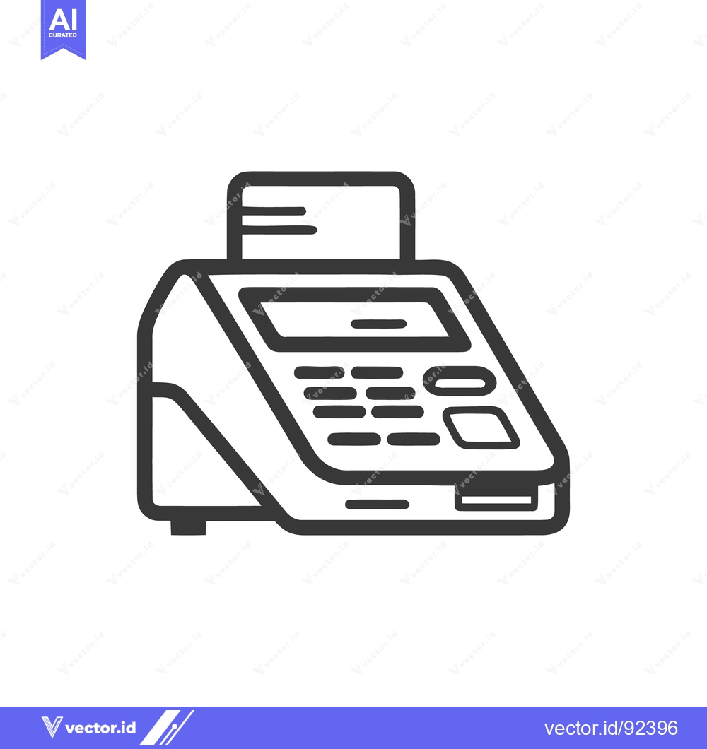 Premium Vector of Minimalist POS Terminal Icon: Bold Outline on White Background