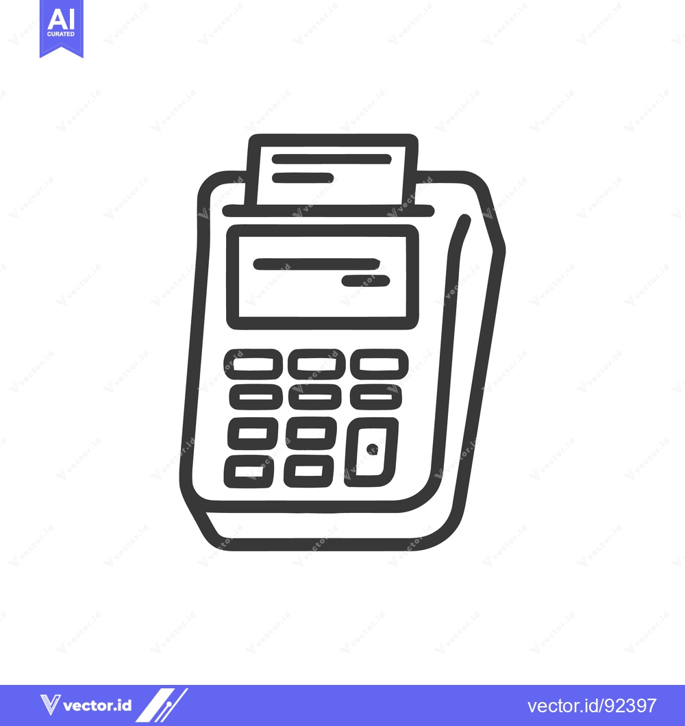 Premium Vector dari Minimalist POS Terminal Icon: Black Outline on White Background, Payme