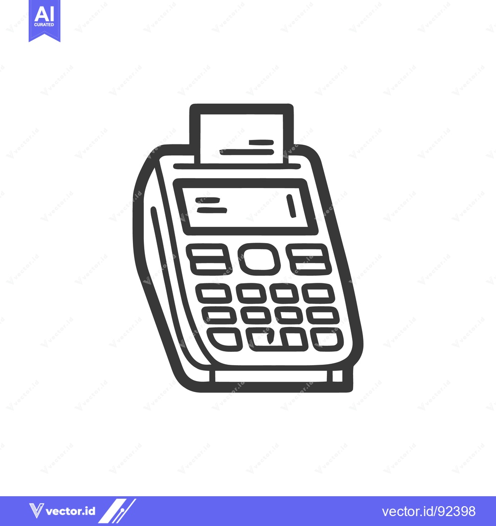 Premium Vector dari Minimalist POS Terminal Icon with Receipt, Bold Outline, Isolated