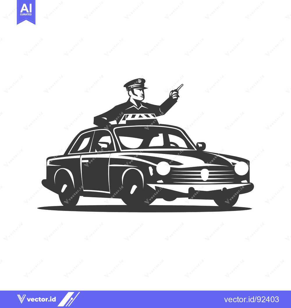 Premium Vector dari Police Officer Directing Traffic from a Vintage Car
