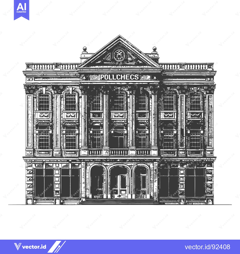 Premium Vector of A detailed architectural illustration of a grand multi story building