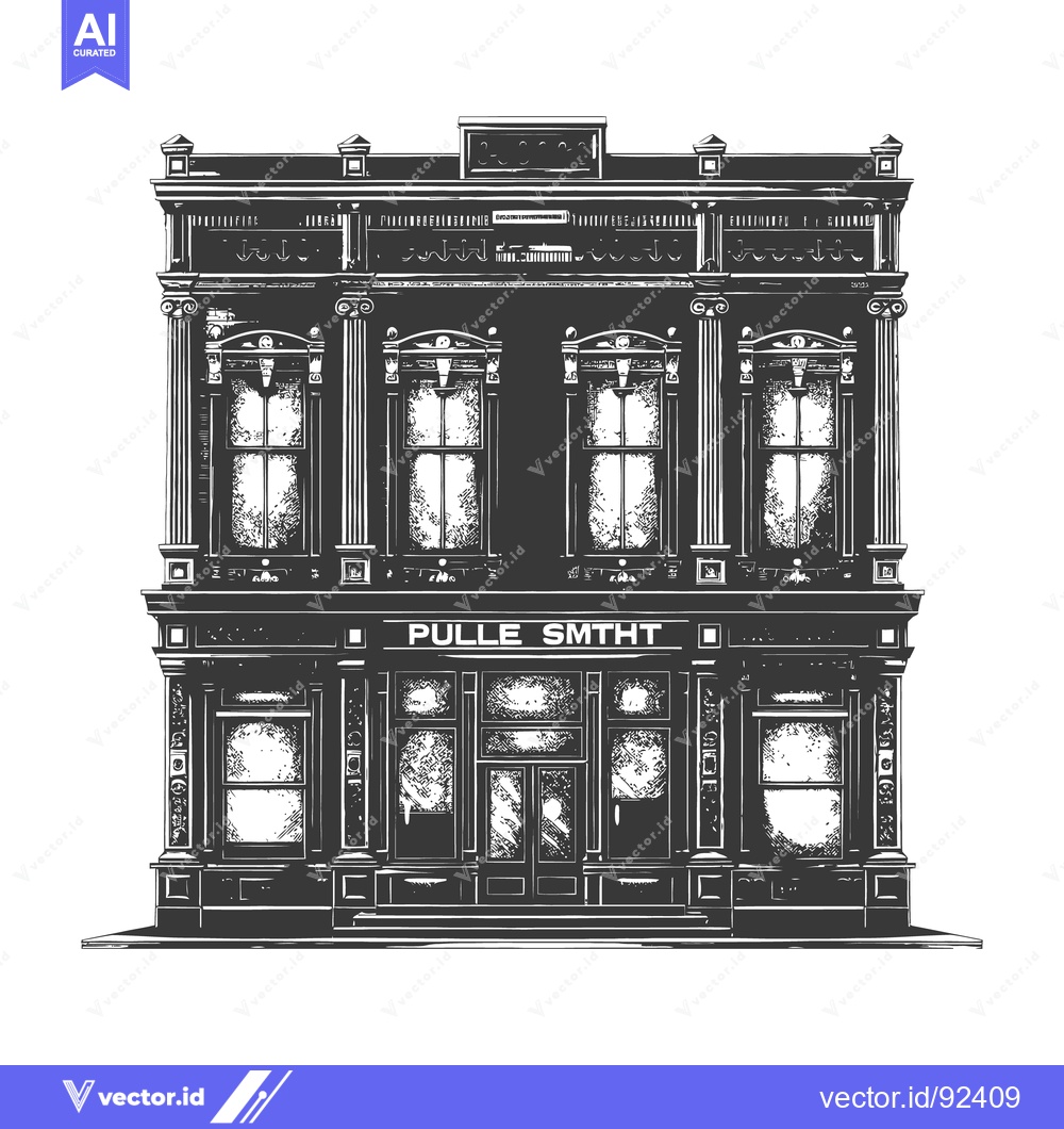 Premium Vector dari Detailed two story classical building architecture drawn with black in