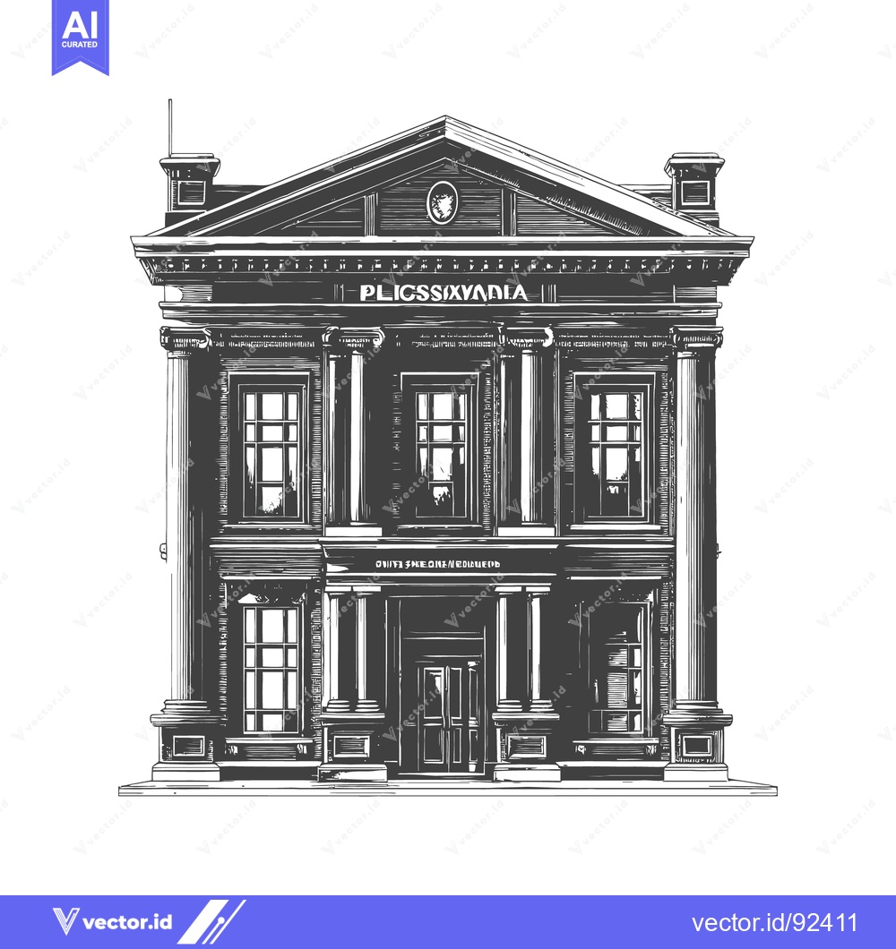 Premium Vector of A detailed architectural drawing of a large classical building front