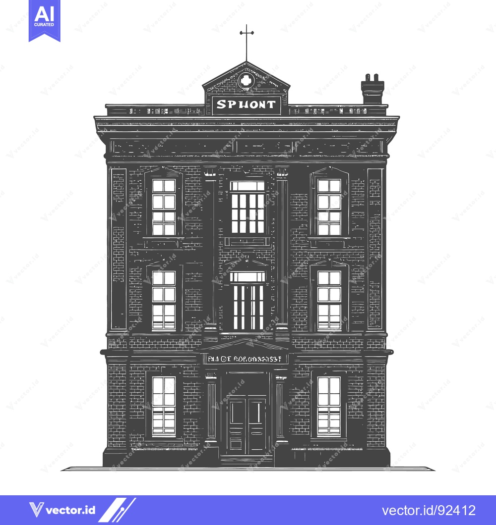 Premium Vector of A detailed illustration shows a classical brick building structure