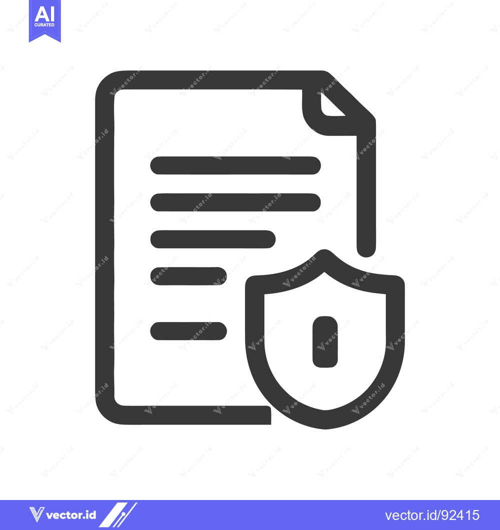 Premium Vector dari Secure Document Icon: Shield Protecting File Data, Information Securit