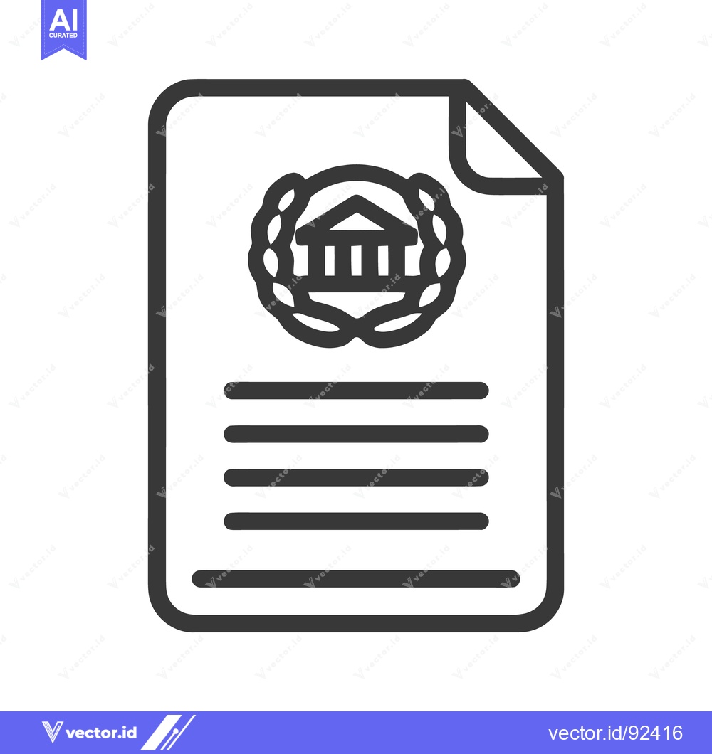 Premium Vector dari Legal Document Icon: Courthouse Seal on Official Paperwork, Law Symbol