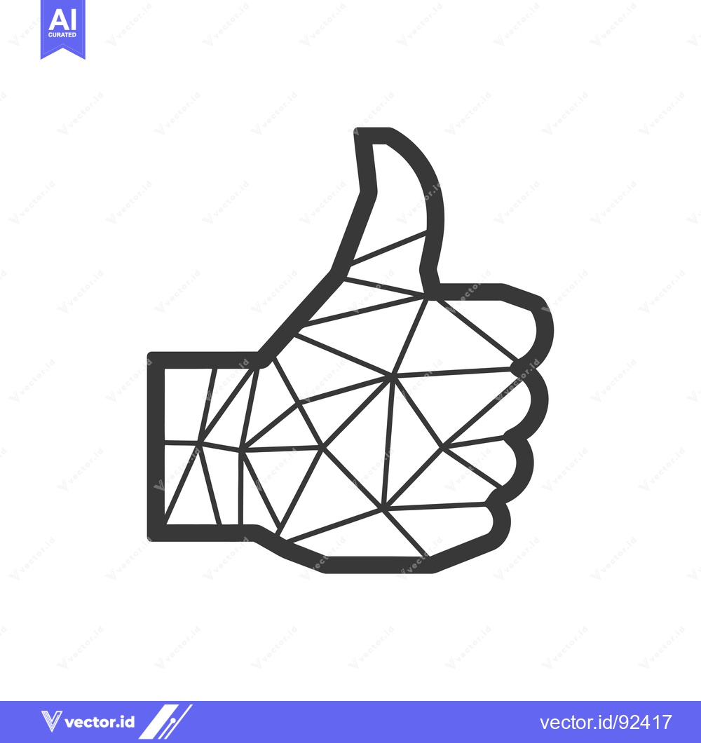 Premium Vector of Polygonal Thumbs Up Gesture in Black and White