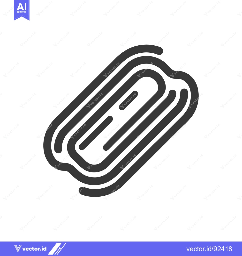 Premium Vector of Minimalist Black and White Paperclip Icon with Rounded Edges Design
